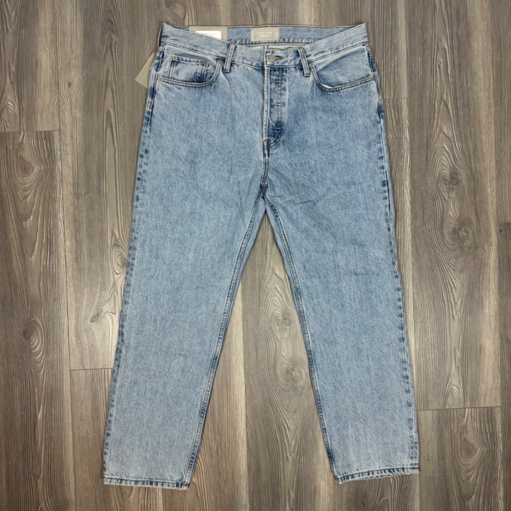 Everlane High Rise Relaxed Straight Jean - SIZE 30 Light Wash Denim Casual
